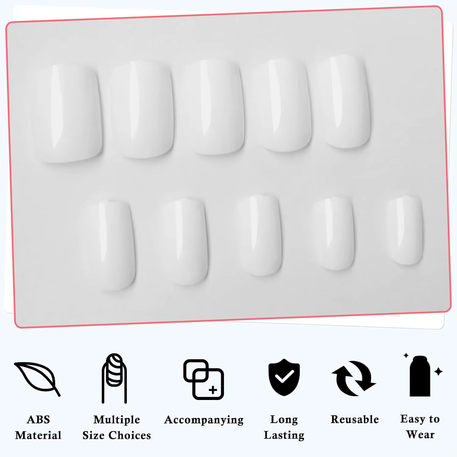 120 pièces/boîte blanc pur presse sur ongles 10 tailles court carré couverture complète faux