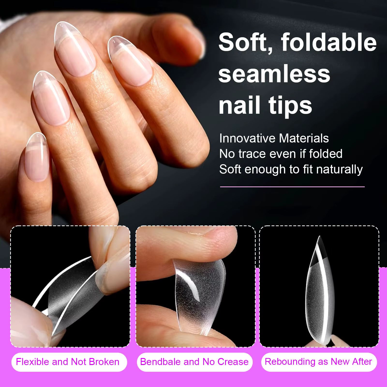 600 pièces/boîte Capsules d'ongles artificiels semi-mates