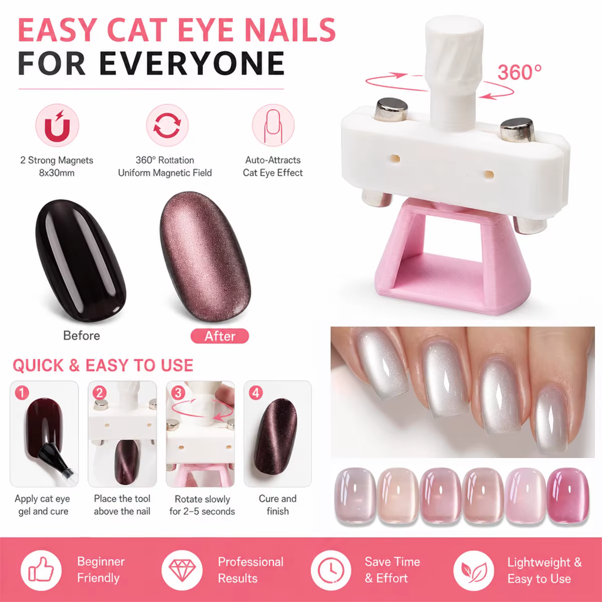 Outil automatique pour nail art avec perles de verre effet œil de chat