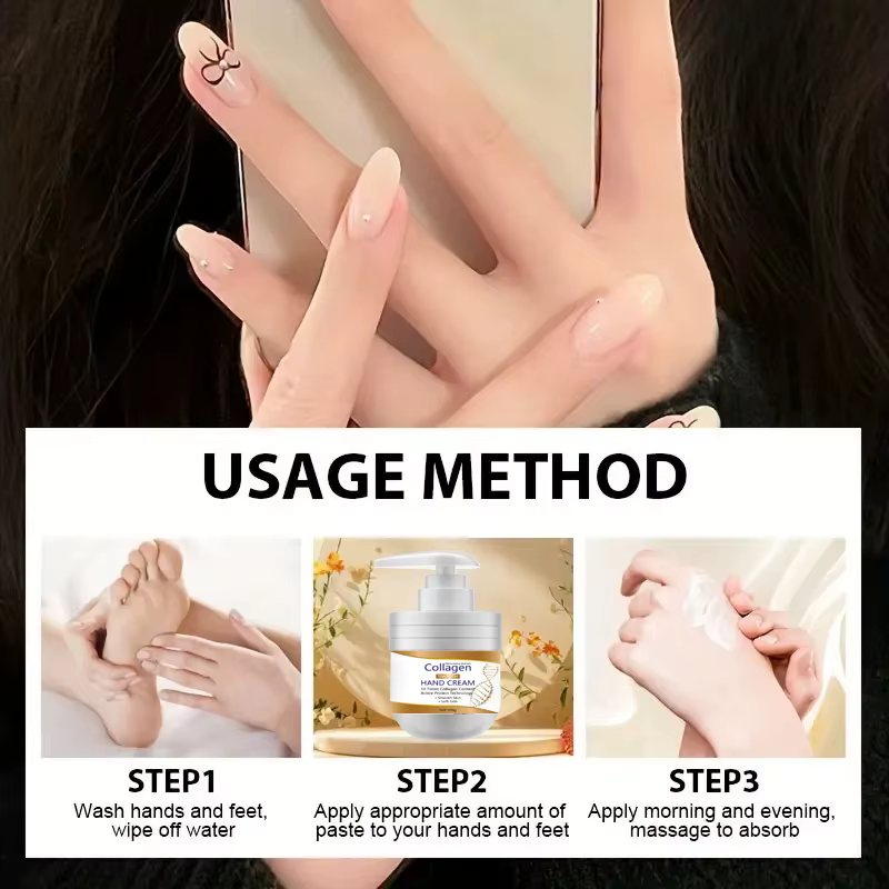 Crème pour les mains et les pieds au collagène, adaptée aux mains et aux pieds, soin de la peau, soin des mains et des pieds, restaure la douceur et la souplesse de vos mains et de vos pieds, rafraîch