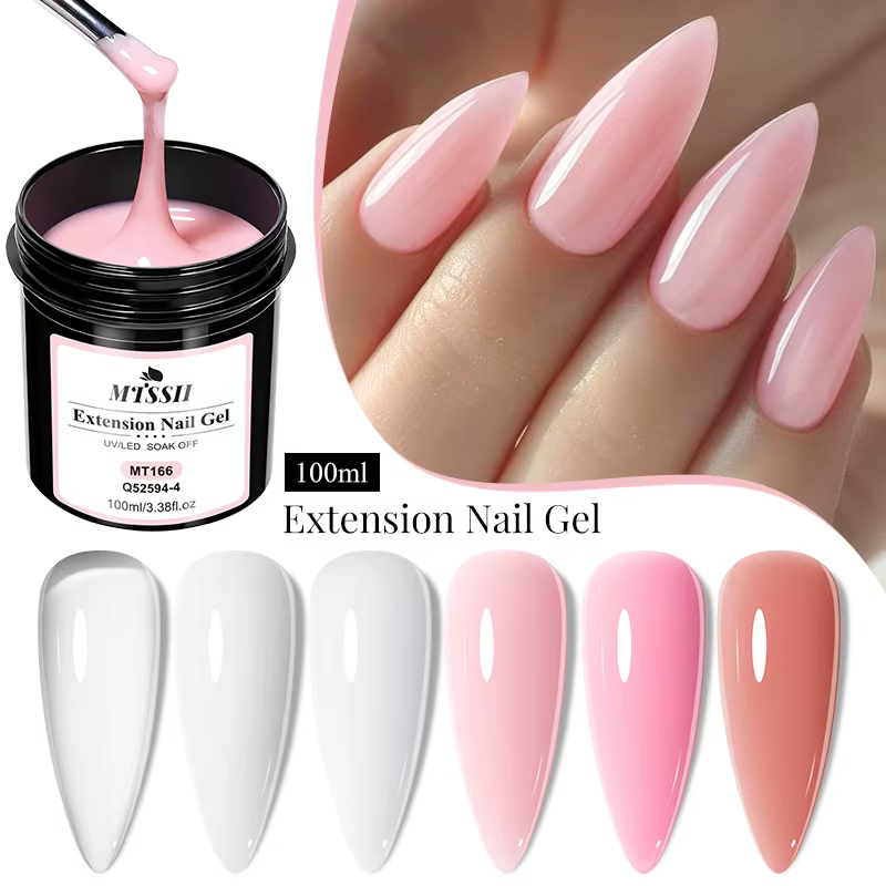 Vernis d'extension d'ongles rose Semi-Permanent UV/LED de grande capacité de 100ml