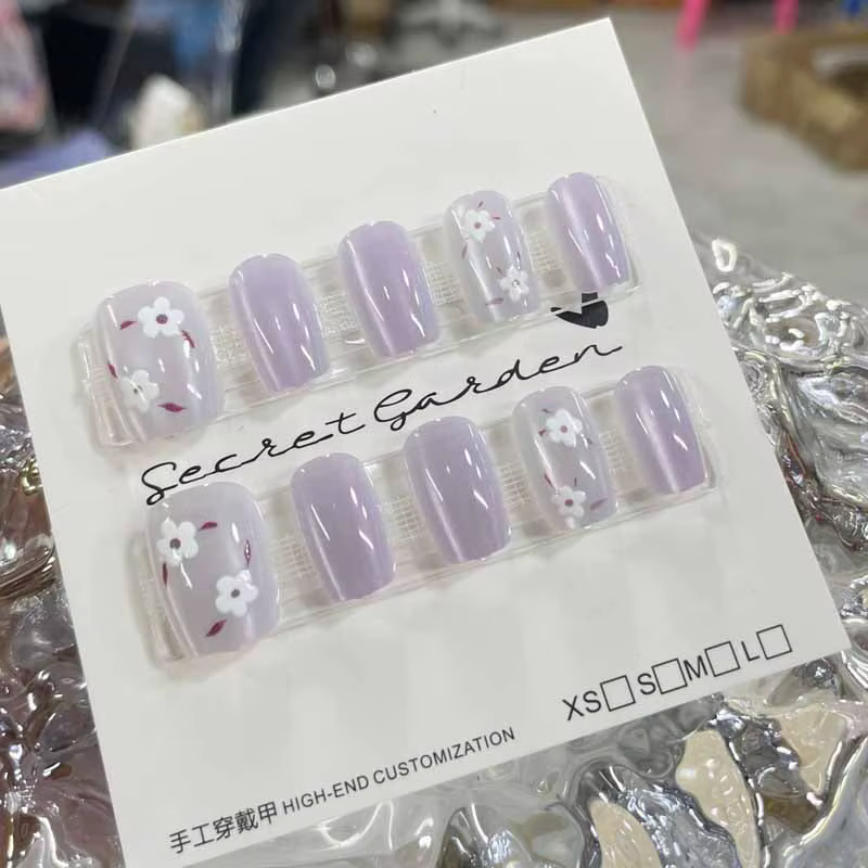 10 pièces mignon marguerite chat yeux presse sur ongles portable faux