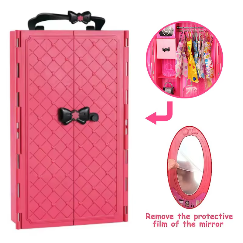 Meubles de maison de poupée, armoire à poupées, placard portable en plastique, peut ranger les vêtements et accessoires des poupées pour le jeu de maison de poupée