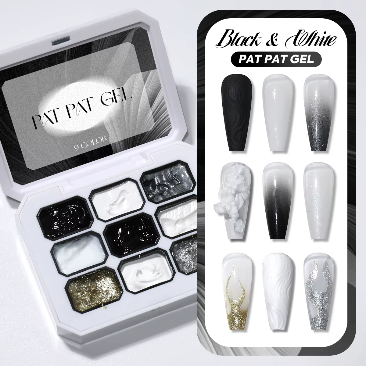 1 pièce Gel de vernis à ongles solide noir et blanc