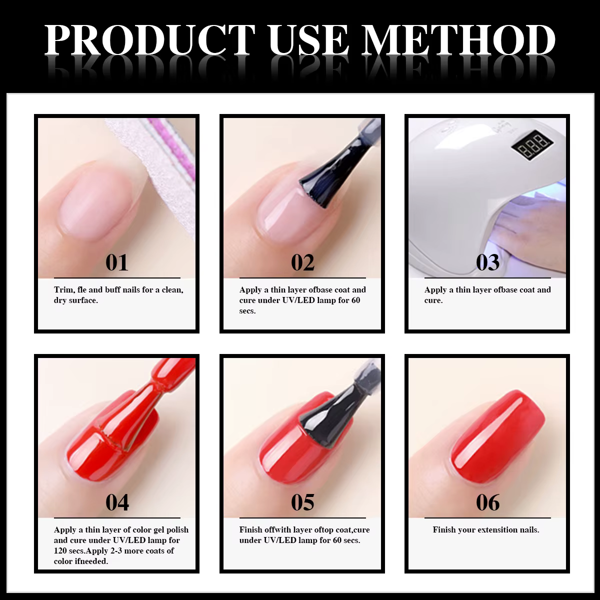 Vernis à ongles UV/LED noir Hassleless 15 ml — finition ultra brillante ; un incontournable pour les passionnés de nail art ; idéal pour les manucures françaises.