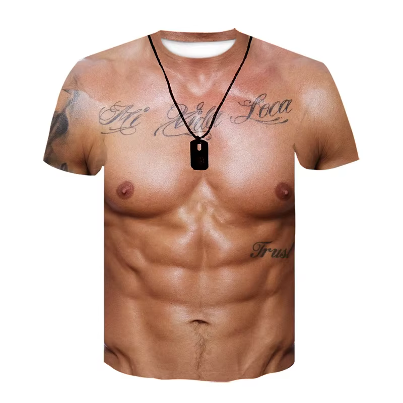 T-shirt drôle de faux muscle pour hommes et femmes, vêtements de sport décontractés, streetwear imprimé en 3D, mode estivale masculine, Y-Clothes