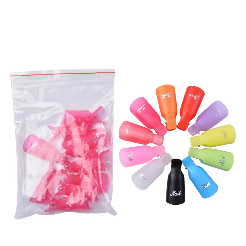 10 Pcs/sac Coloré Acrylique Nail Art Soak Off Cap Clips Ongles Nettoyage Manucure UV Gel Polish