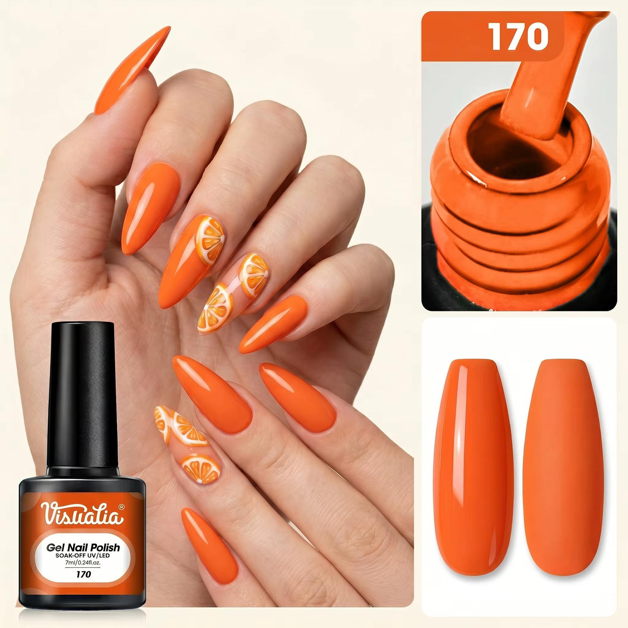 Orange monocolore - vernis à ongles gel