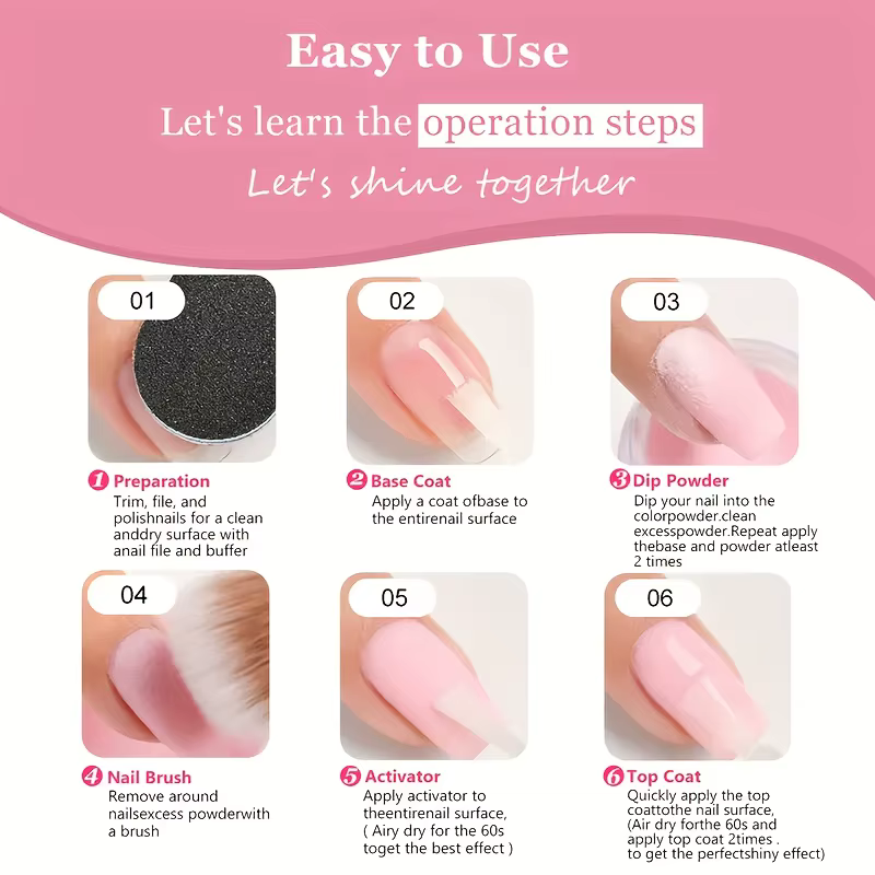 Kit de poudre à ongles DOULINGDAI 4 couleurs - Couleurs printemps/été
