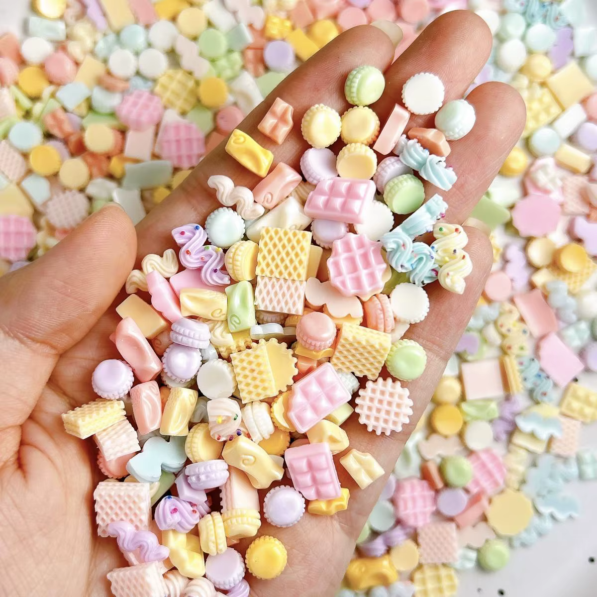 Macaron coloré Adorable chocolat crème barre ongles breloques simulé grilles Biscuits Dessert série résine Nail Art décorations bricolage