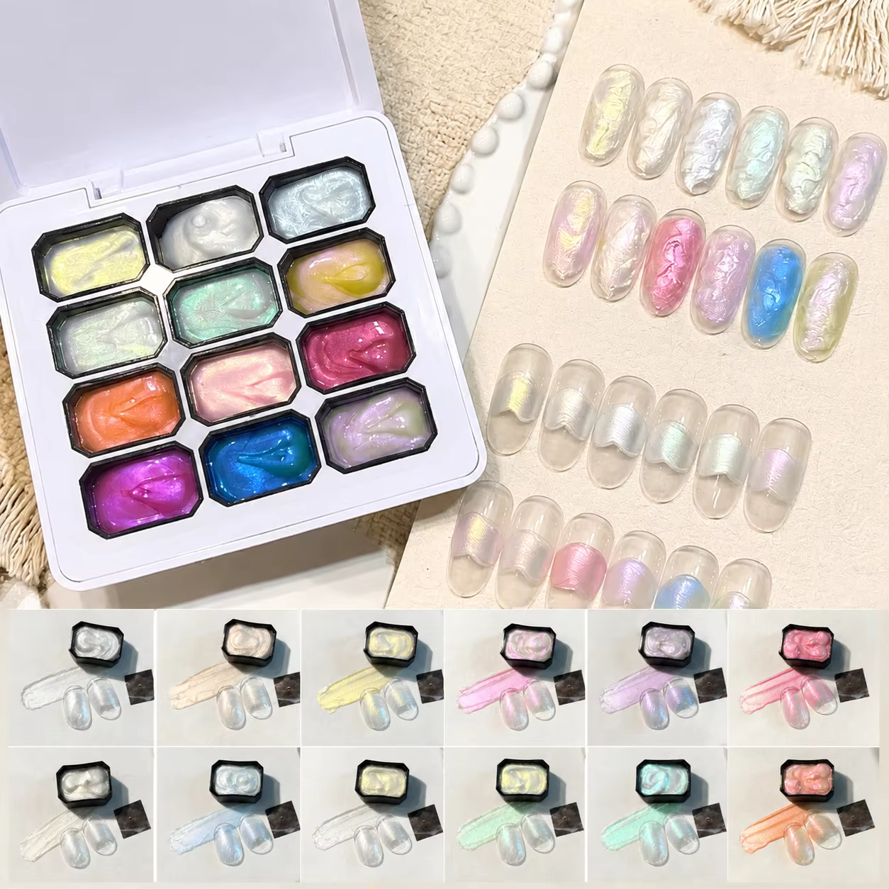 Vernis à ongles semi-permanent effet gel texturé perle aurore