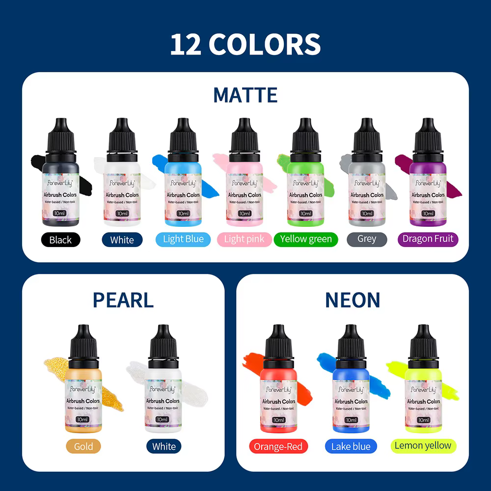 12 pièces vernis à ongles peinture aérographe encre