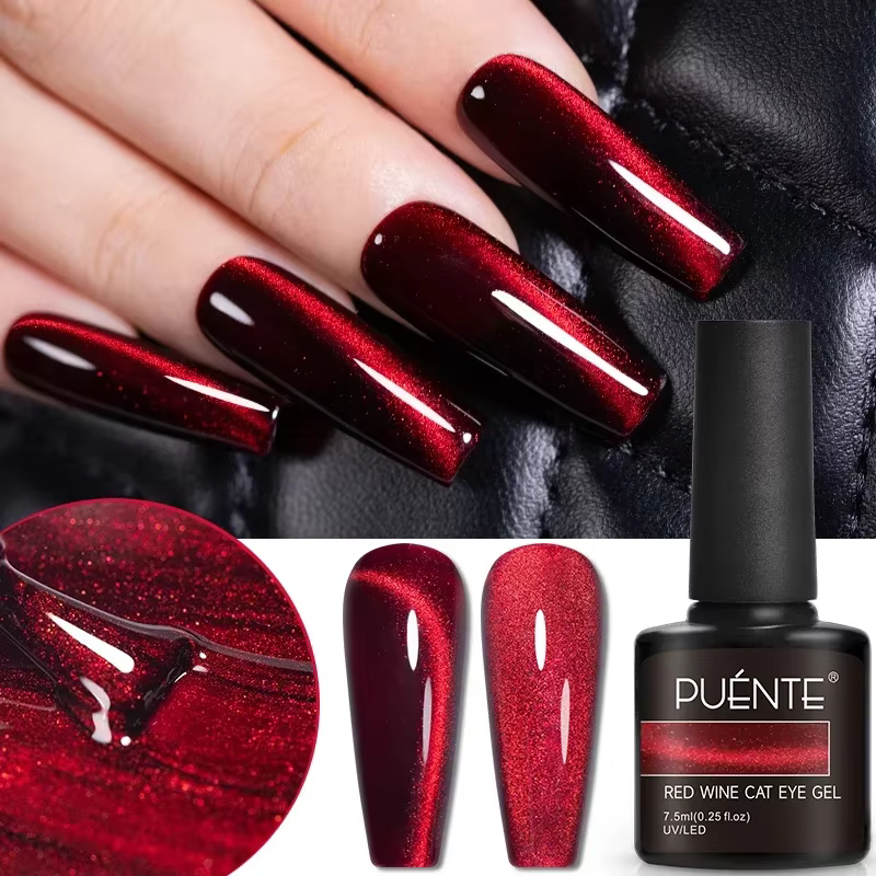 Vernis à ongles gel magnétique rouge rubis super brillant 7