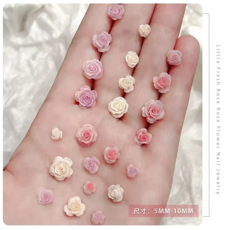 Fleurs de rose vintage 3D pour manucure