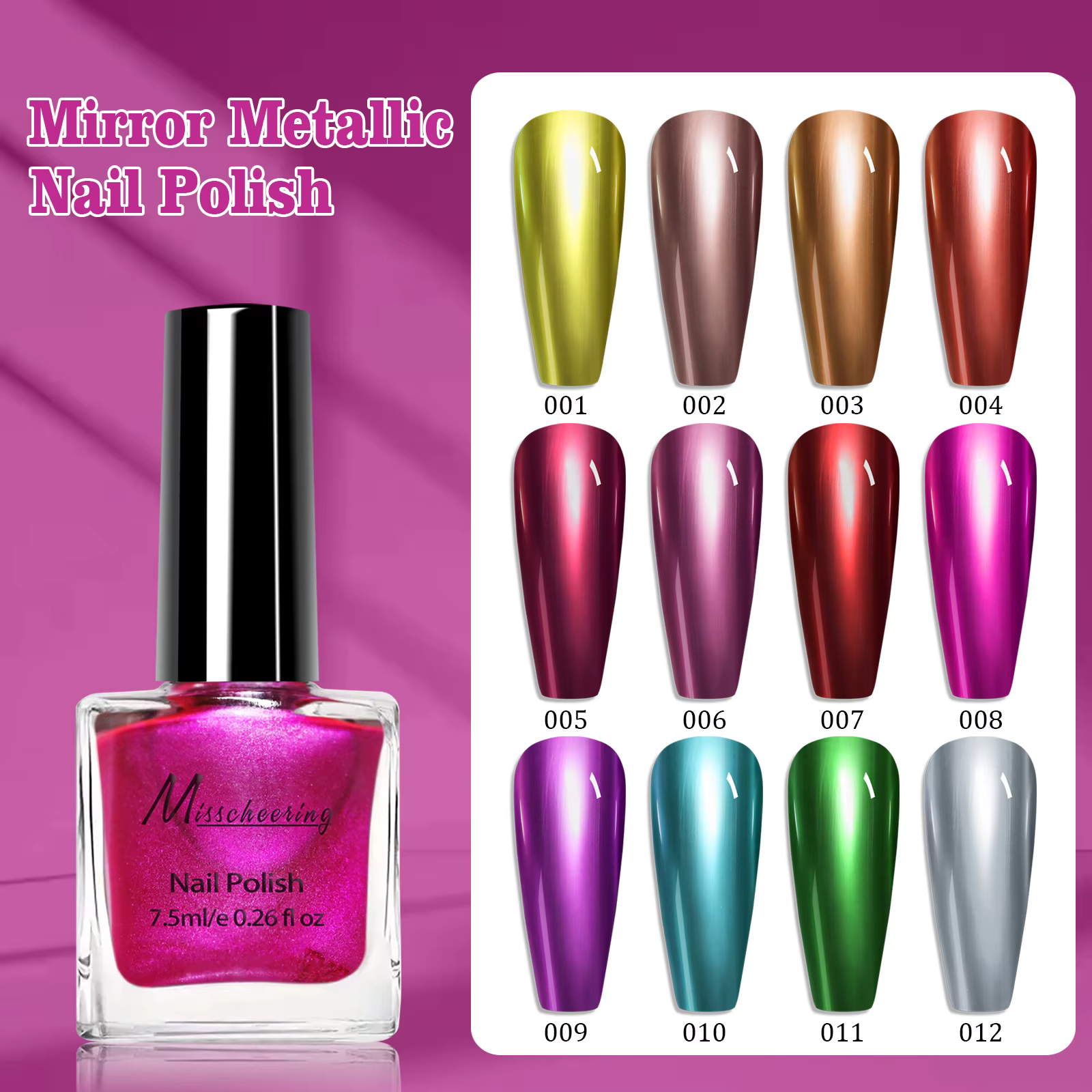 Vernis à ongles effet miroir en métal de couleur