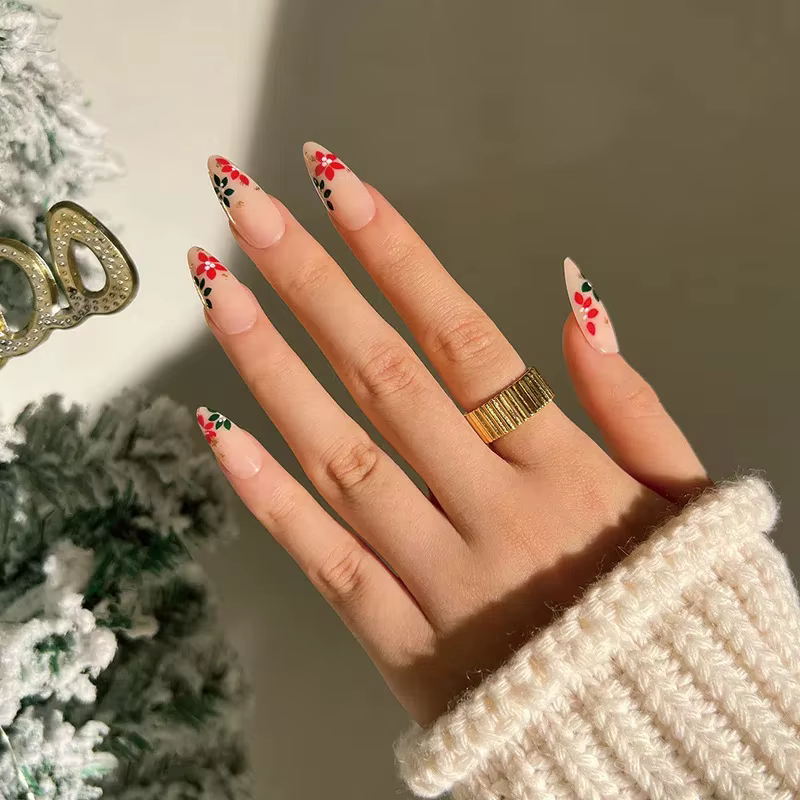 Faux ongles à pression française de noël