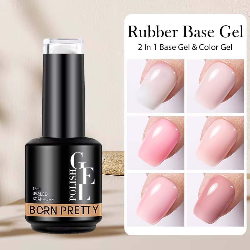 BORN PRETTY vernis à ongles Gel à Base de caoutchouc rose laiteux paillettes 15ml