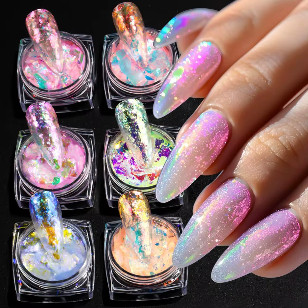 Paillettes pour ongles effet caméléon 6 couleurs