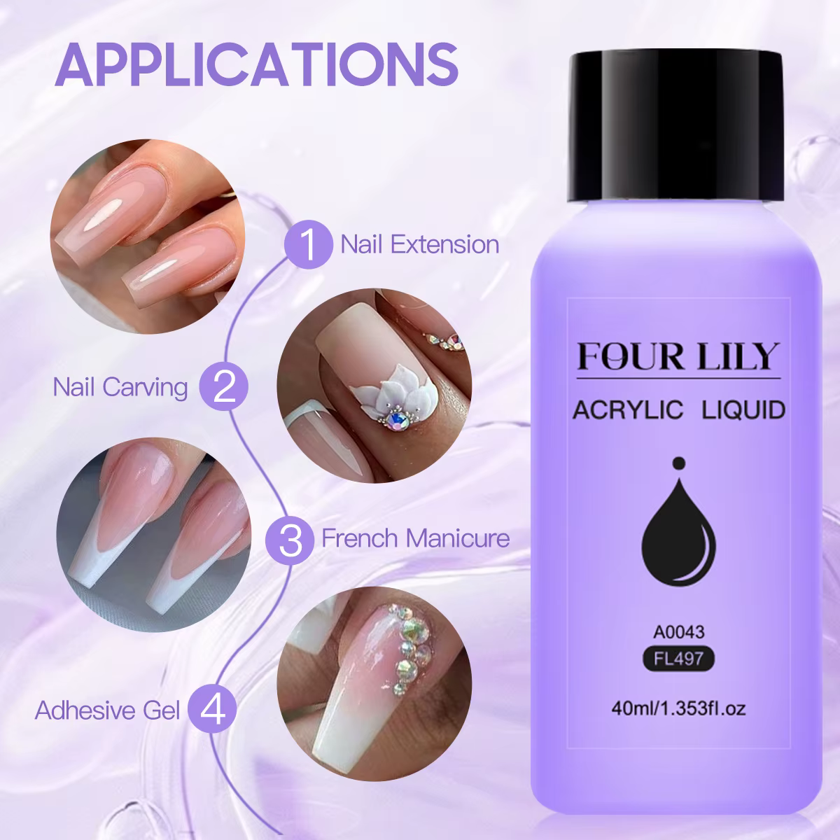 FOUR LILY 40ml Liquide acrylique pour poudre acrylique
