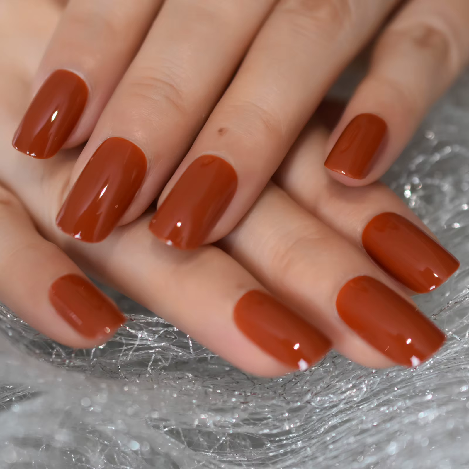 Faux ongles à pression solides et brillants pour femmes