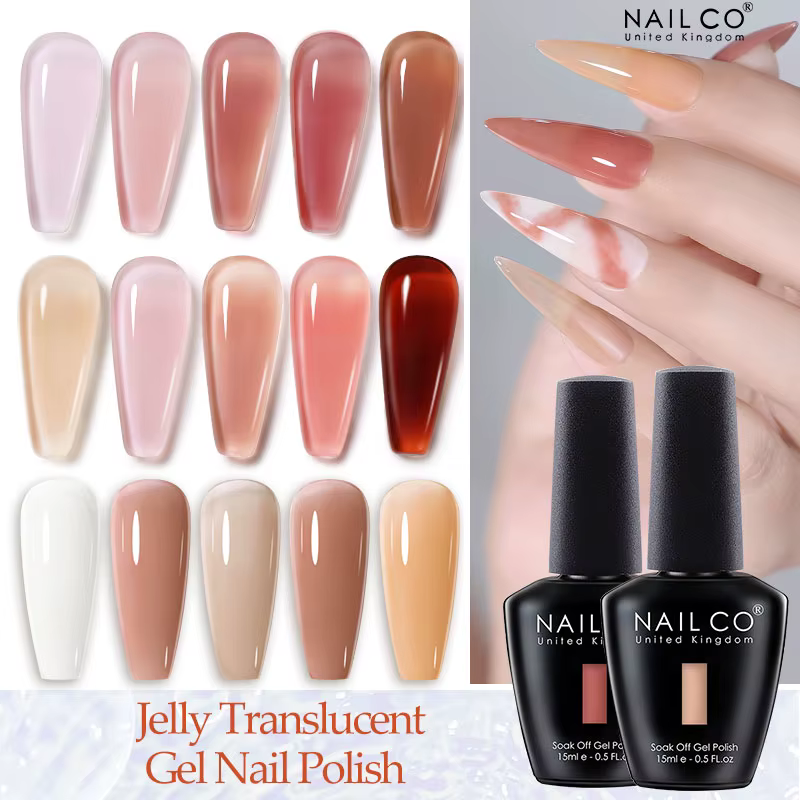 NAILCO 15ML Vernis à Ongles Gel Hiver Maillard Jelly Amber Bouteille Noire Semi-Permanent Soak Off UV LED pour Nail Art