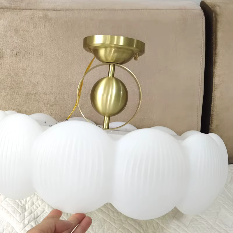 Plafonnier rond crème française moderne pour chambre à coucher, mignon, décoration de maison, luminaire suspendu pour chambre d'enfant, étude