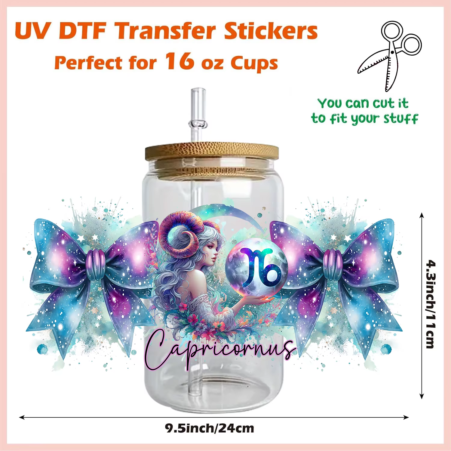Signe astrologique du zodiaque filles œuvre UV autocollant bricolage décoration sceau décalcomanies transferts 3D uvdtf autocollants 16oz uv dtf tasse enveloppes