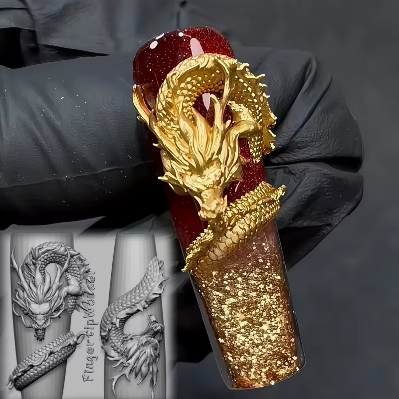 Nouveau moule à ongles 3D en silicone Dragon King