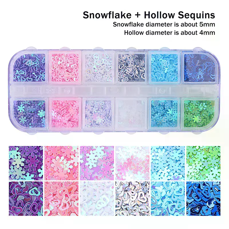 Holographique doux amour coeur Nail Art paillettes