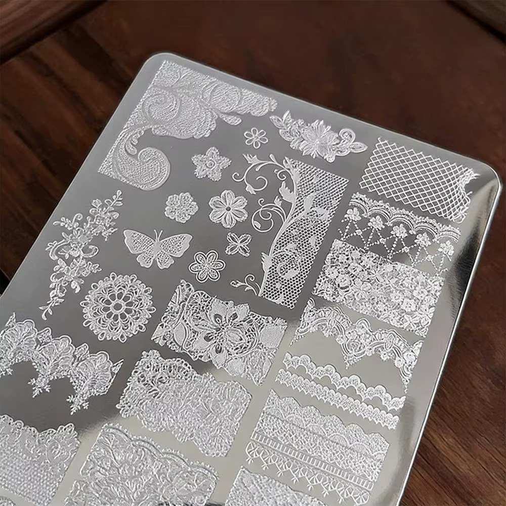 1 pièce Plaque de stamping pour nail art en dentelle française