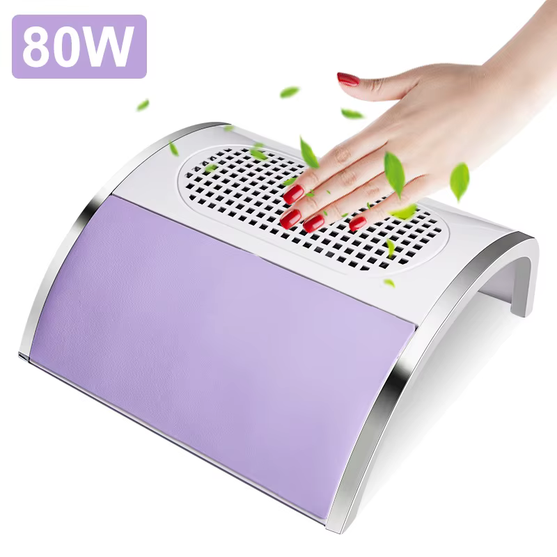 Collecteur de poussière d'ongles 80W, aspirateur de bureau à double ventilateur, collecteur de poussière d'ongles haute puissance avec filtre