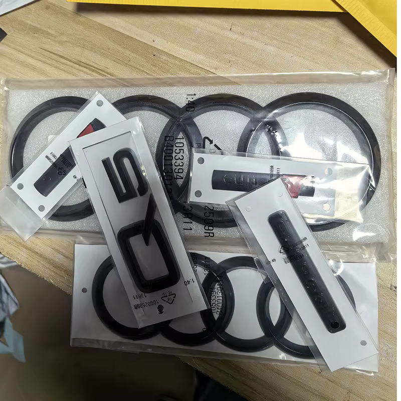 6 pièces/ensemble accessoires automobiles pour Audi Q5 2014-2019 Sline voiture Logo 4 anneaux calandre Badge arrière compartiment à bagages autocollant
