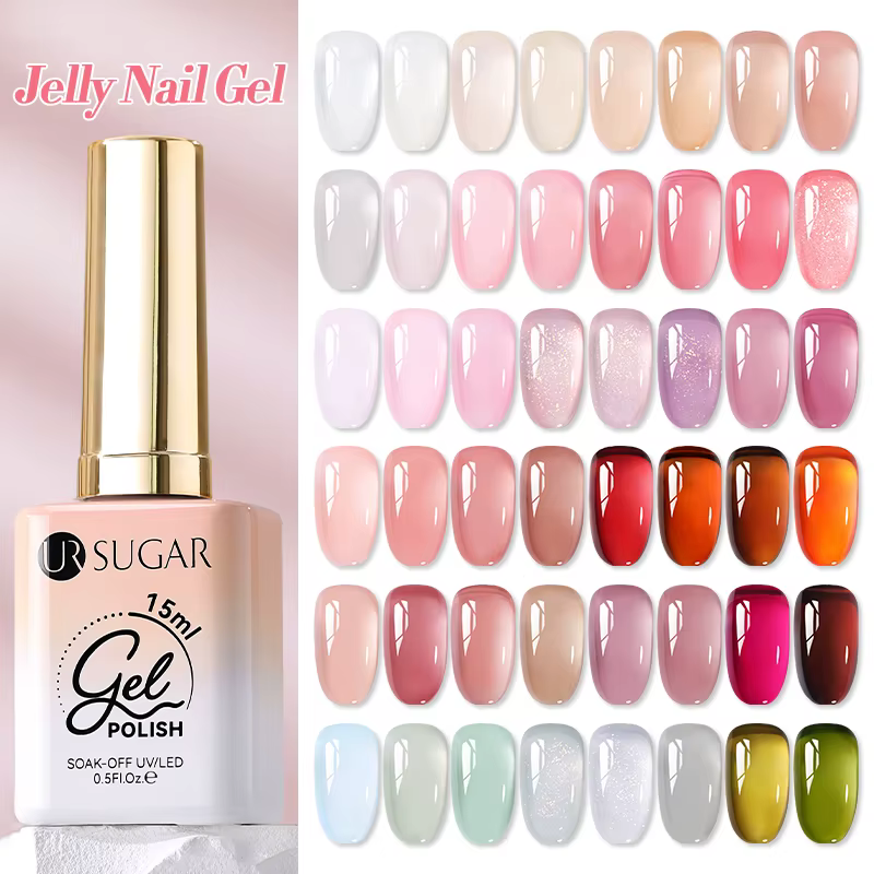 UR SUGAR 15ml gelée nue Gel vernis à ongles rose clair translucide couleur tremper UV LED Gel