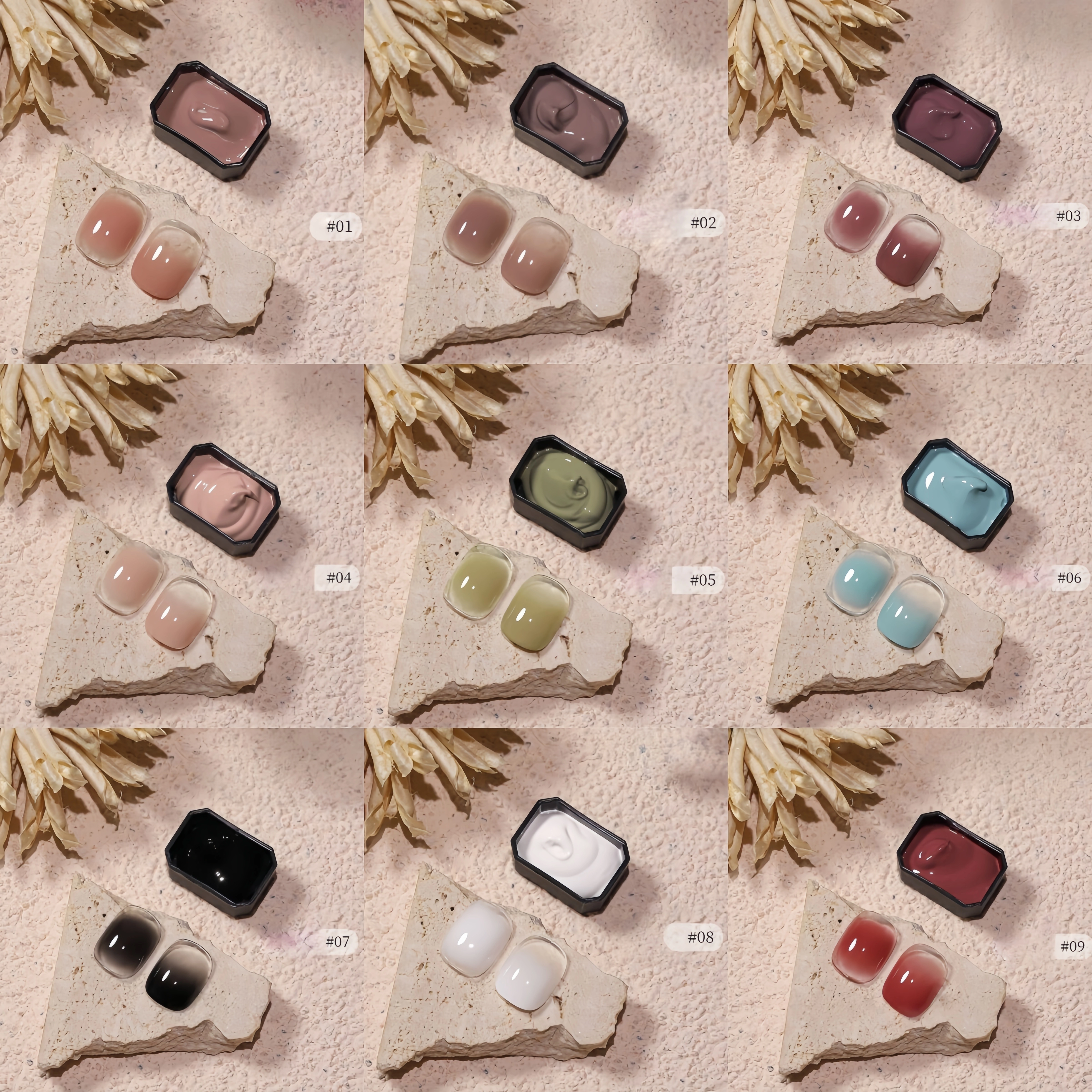Gel de vernis à ongles solide 9 couleurs
