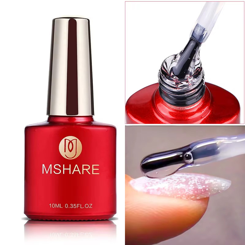 MSHARE Base en Caoutchouc Top Clear Gel de Construction Auto-nivelant Rafforçant UV LED Gel 10 ml