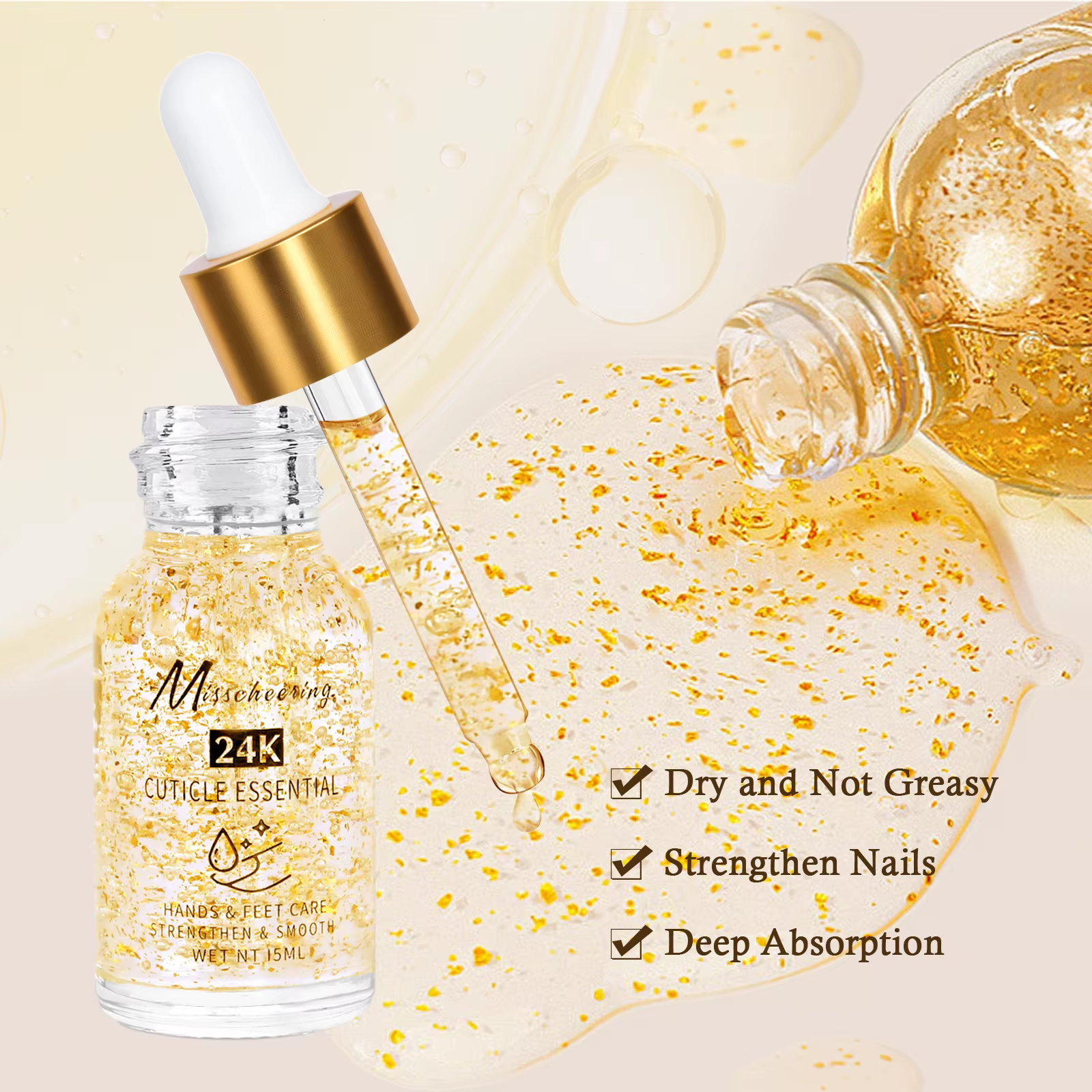 Huile nutritionnelle en feuille d'or 24k