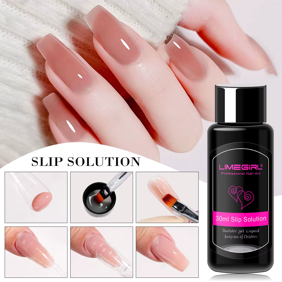 LIMEGIRL 30ML Gel à Expansion rapide polissage Solution antidérapante Gel Semi-Permanent Transparent acrylique liquide Nail Art Extension Gel