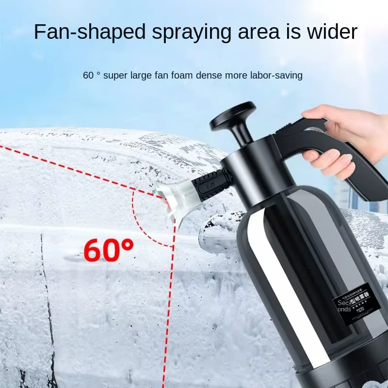 Canon à mousse pneumatique manuel 2L avec pompe manuelle et 3 buses, flacon pulvérisateur pour lavage de voiture et nettoyage des surfaces vitrées