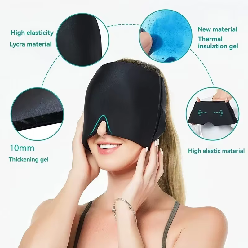 Chapeau anti-migraine, chapeau contre les maux de tête, thérapie par le gel chaud et froid, bonnet de glace pour soulager la douleur, masque pour les yeux, soulagement du stress et de la pression.