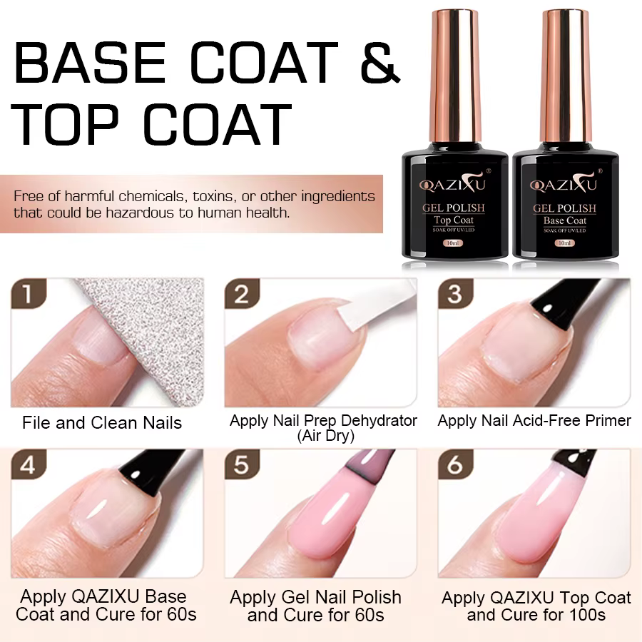 QAZIXU 1-2 pièces 10ml ensemble de Nail Art en Gel fonctionnel avec couche de Base