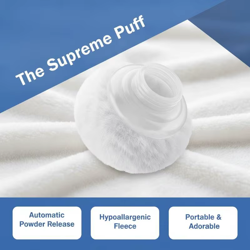 Houppette douce pour bébé avec étui de rangement étanche, éponge cosmétique douce pour la peau pour le soin du corps et du visage des tout-petits