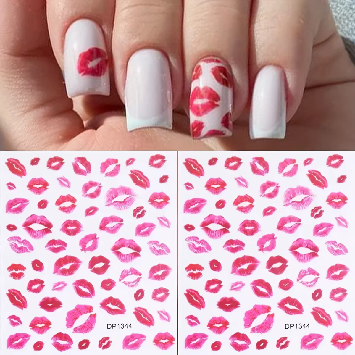 Autocollants pour ongles imprimés Fantasy Heart & Kiss