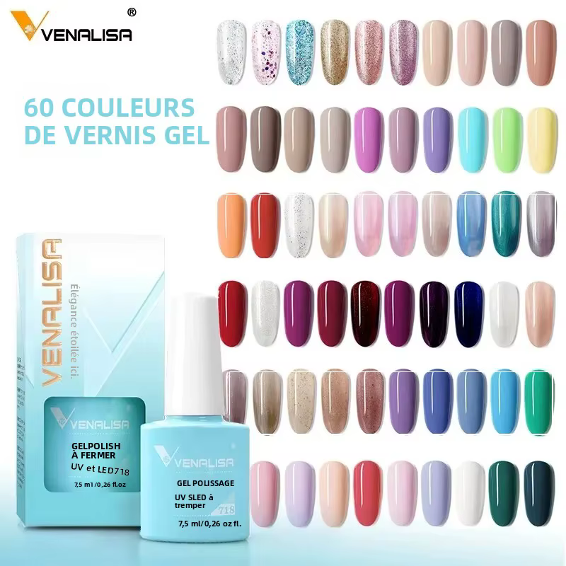 Venalisa 7.5ml Gel vernis à ongles capuchon blanc formule de verre NoWipe couche de finition UV LED tremper laque