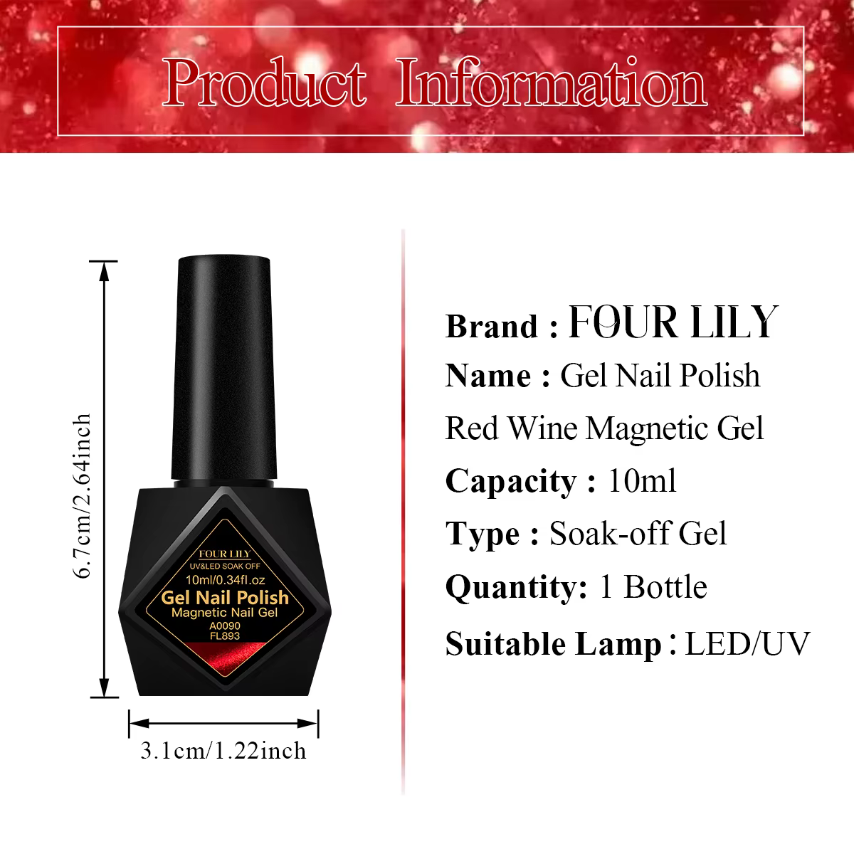 FOUR LILY – vernis à ongles Gel magnétique chat rouge foncé