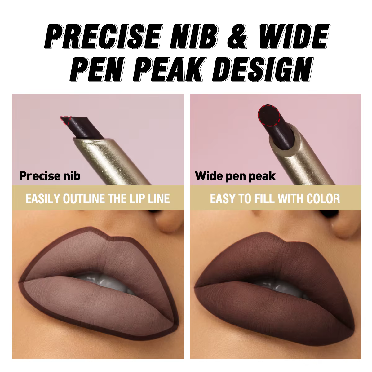 Rouge à lèvres au design biseauté Jules Liner, crayon à lèvres marron nude, maquillage naturel et durable, plume, contour, 256 6 couleurs