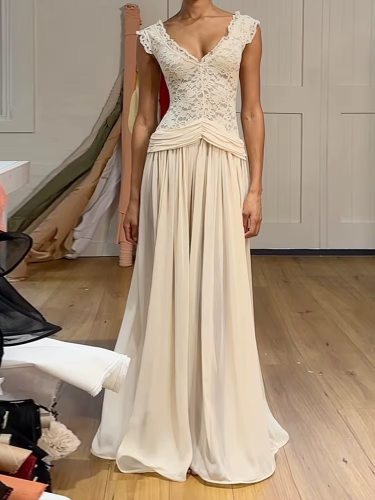 Robe élégante Sisterlinda pour femme, patchwork jacquard, maille, col en V, plissée, sans manches, ajustée, pour mariage, soirée, vacances, chic