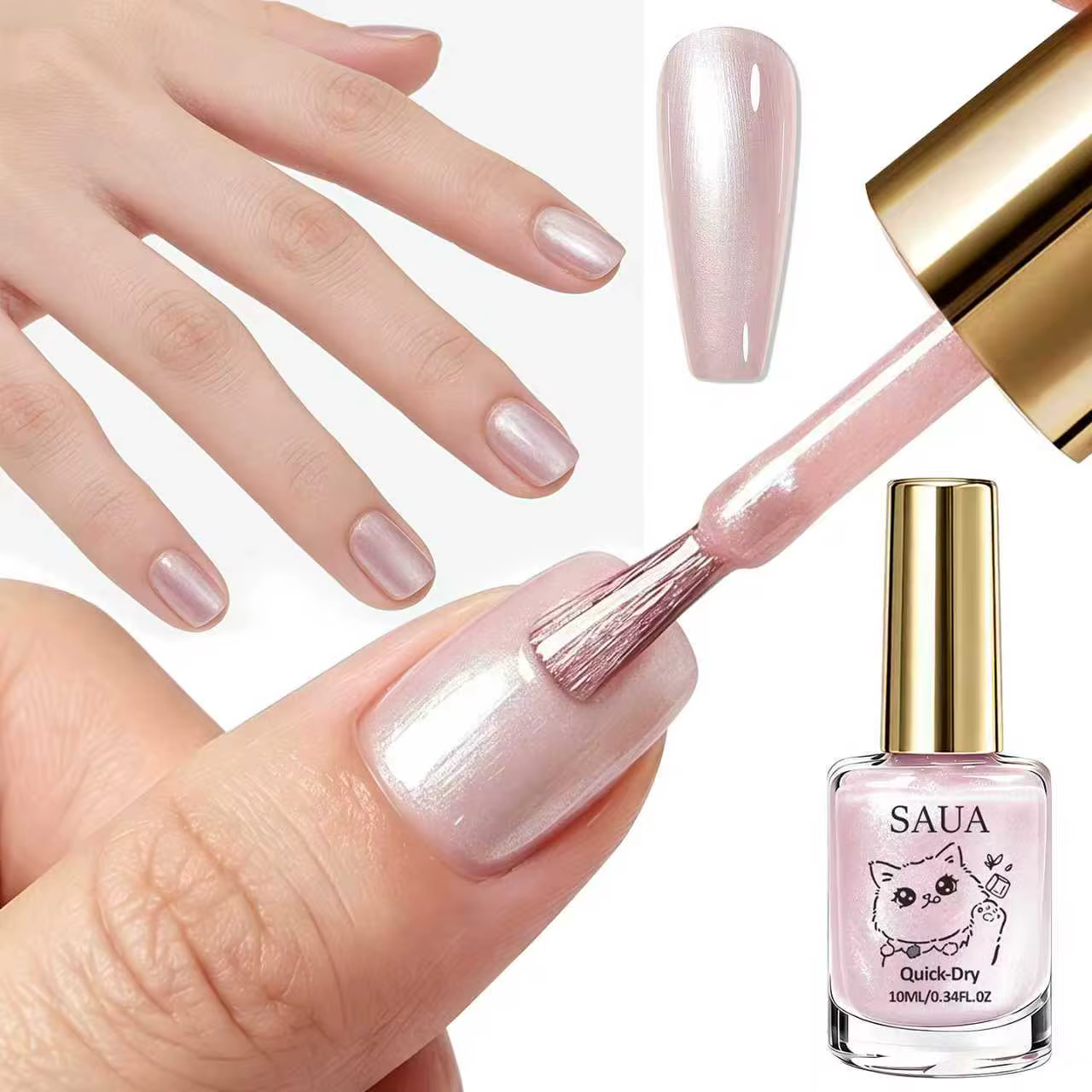 Vernis à ongles nacré rose ; séchage rapide