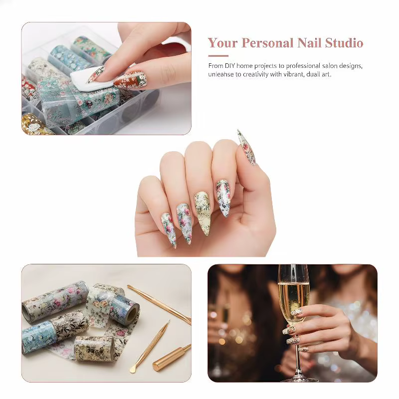Feuilles de transfert pour nail art motif Rose Fleur