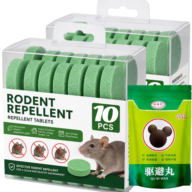 Comprimés répulsifs pour rongeurs et souris à base d'extraits végétaux naturels, dissuasifs pour l'activité des souris, outils et fournitures pour l'éloignement des animaux