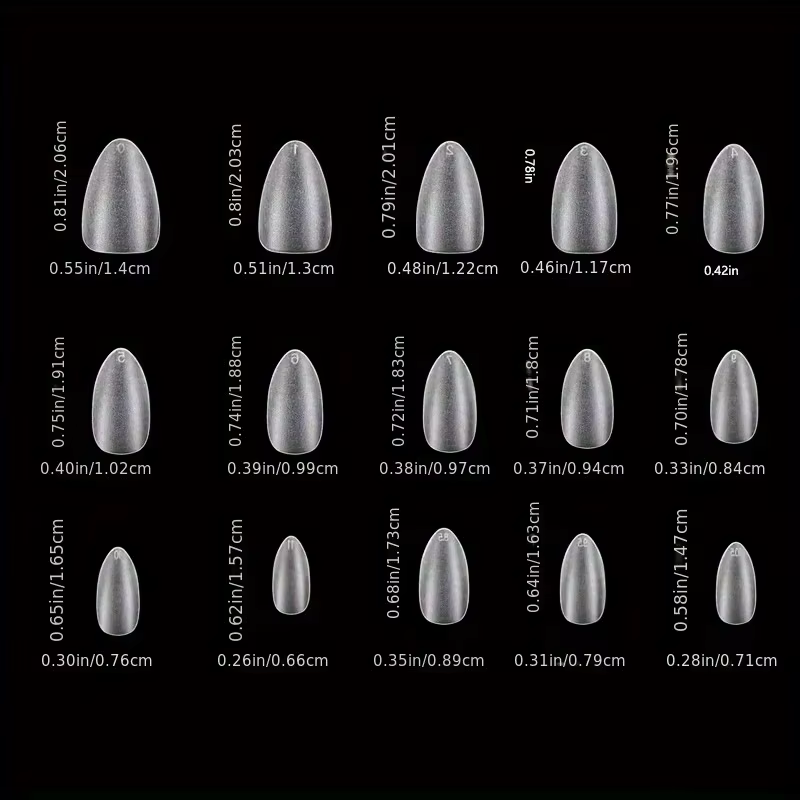 Boîte de 330 pointes d'ongles courtes en amande – Autocollants pour ongles en gel mat améliorés